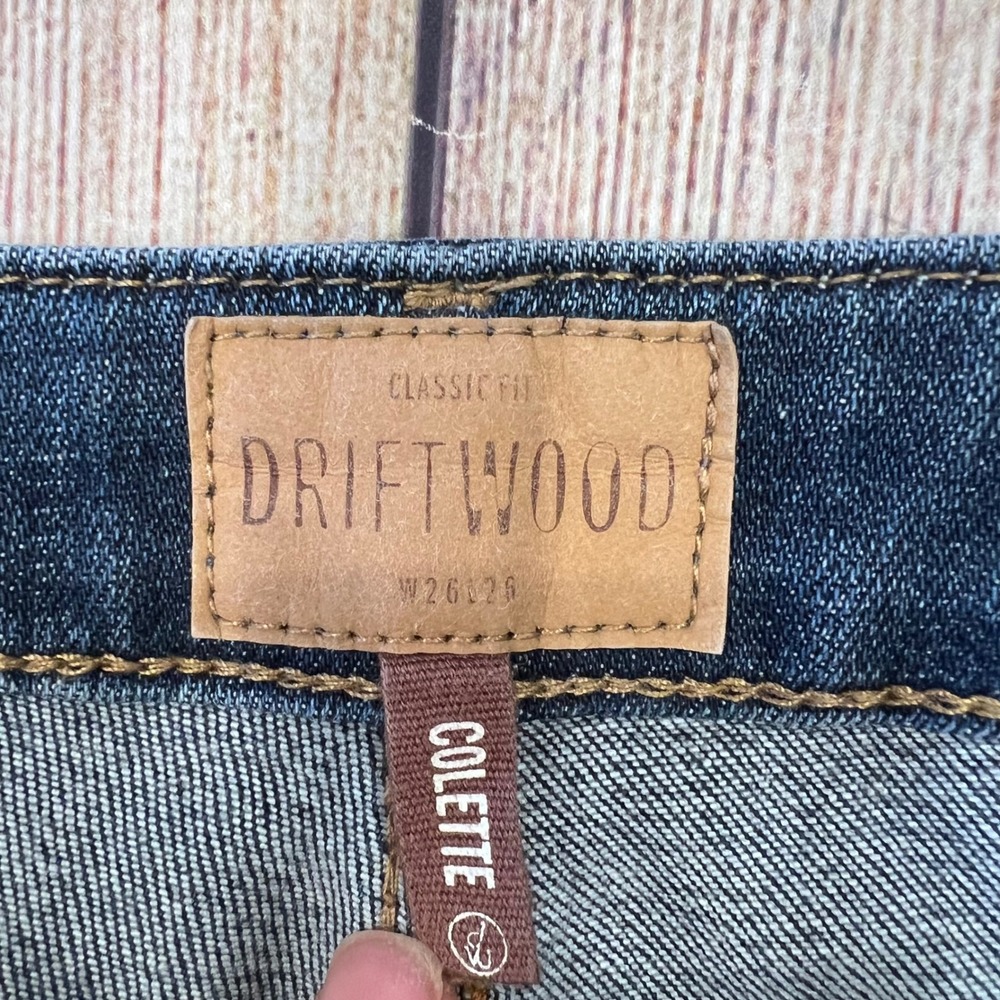 Driftwood Colette Embroidered Cuff Jeans Womens 26 Medium Wash Raw Hem Cropped - Picture 4 of 10